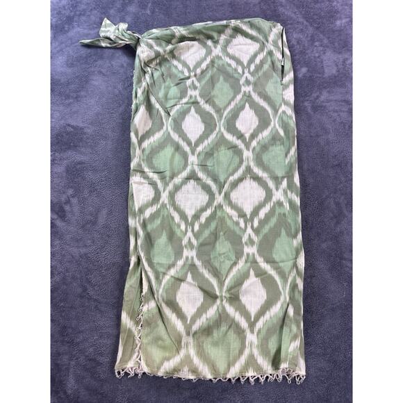 Zara Pareo Skirt Womens Large Linen Blend Printed Beaded Detail Long Wrap Tied - Picture 1 of 10
